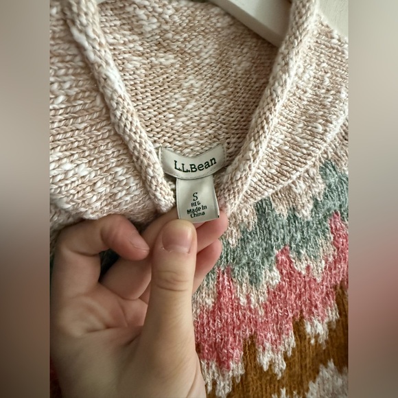 L.L. Bean Cotton Nordic Fair Isle Funnel Neck Pullover Sweater - Picture 5 of 7